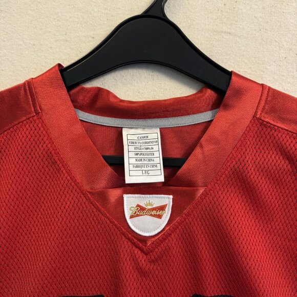 Budweiser Football Jersey 8th Man 08 Red White Stitched Large NFL - Picture 5 of 9